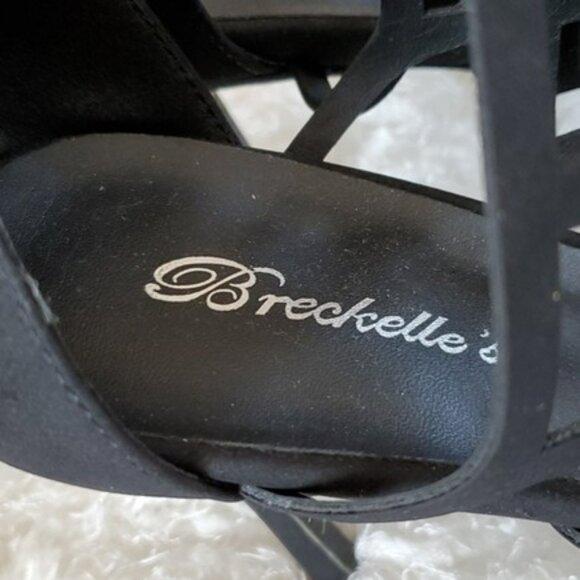 Breckelle's Spiked High Heels Black Size 10 Cut Out Ankle Buckle Prom Cocktail - Picture 6 of 16